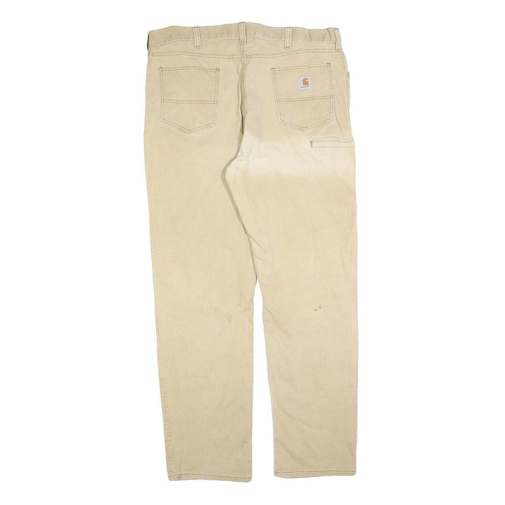 CARHARTT Mens Cotton Blend Beige Relaxed Fit Straight Trousers W40 L34 Workwear