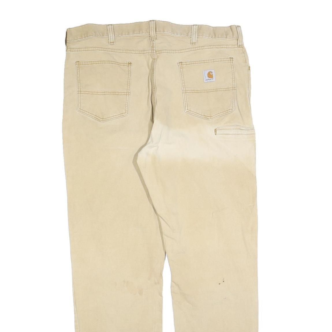 CARHARTT Mens Cotton Blend Beige Relaxed Fit Straight Trousers W40 L34 Workwear