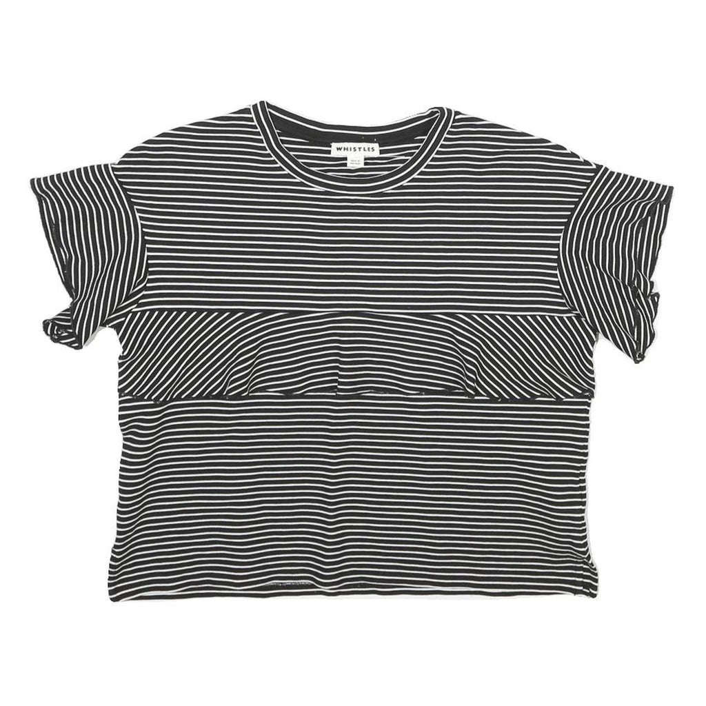WHISTLES Womens Black & White Striped Basic Top Short Sleeve Round Neck UK 12