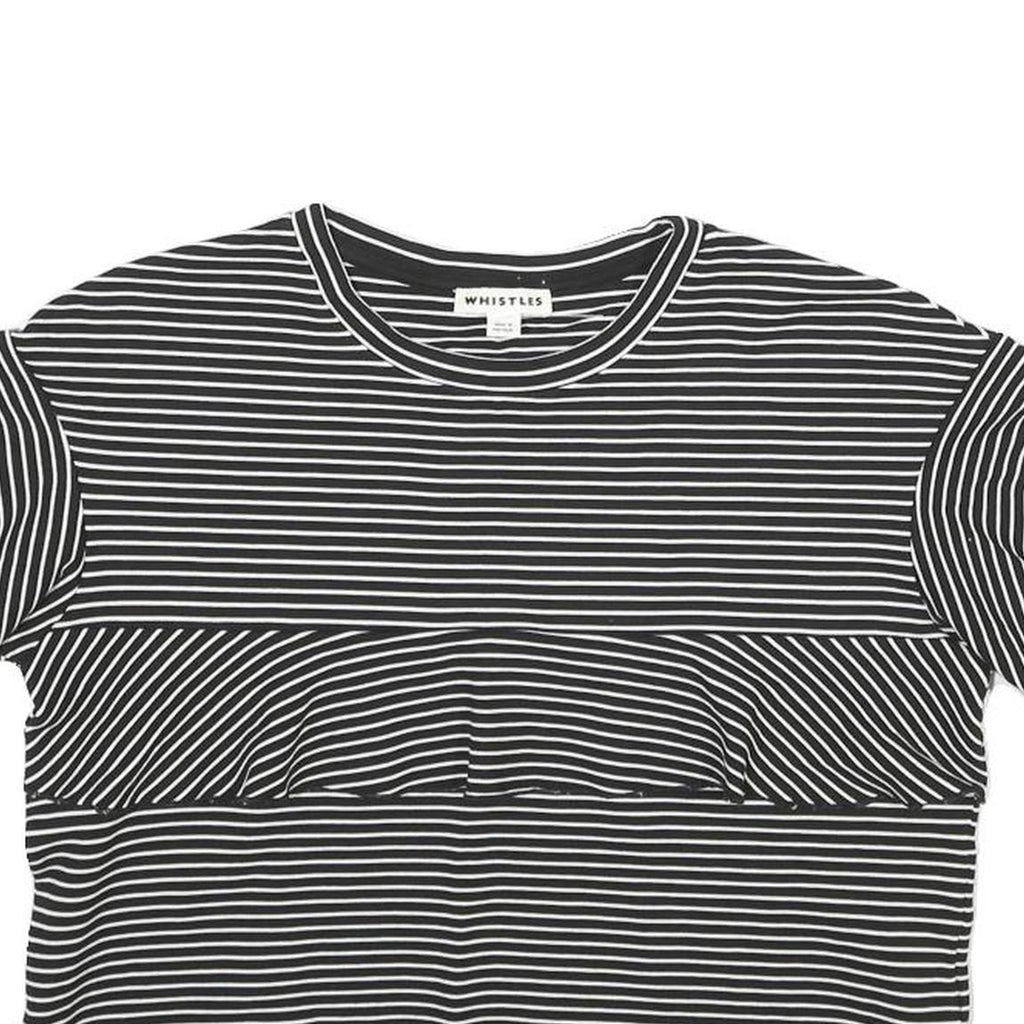 WHISTLES Womens Black & White Striped Basic Top Short Sleeve Round Neck UK 12