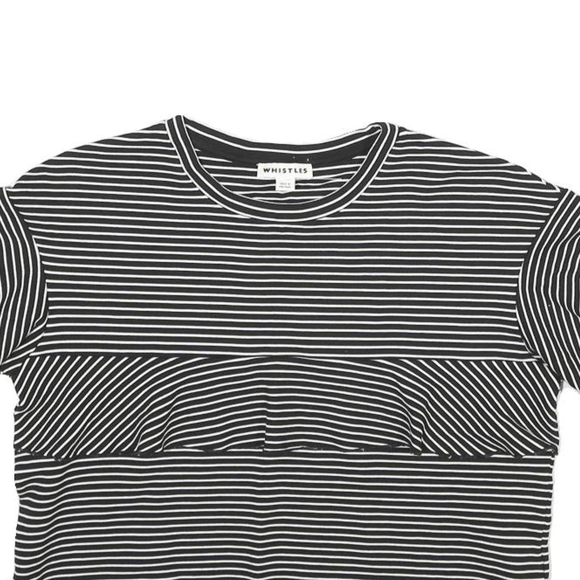 WHISTLES Womens Black & White Striped Basic Top Short Sleeve Round Neck UK 12