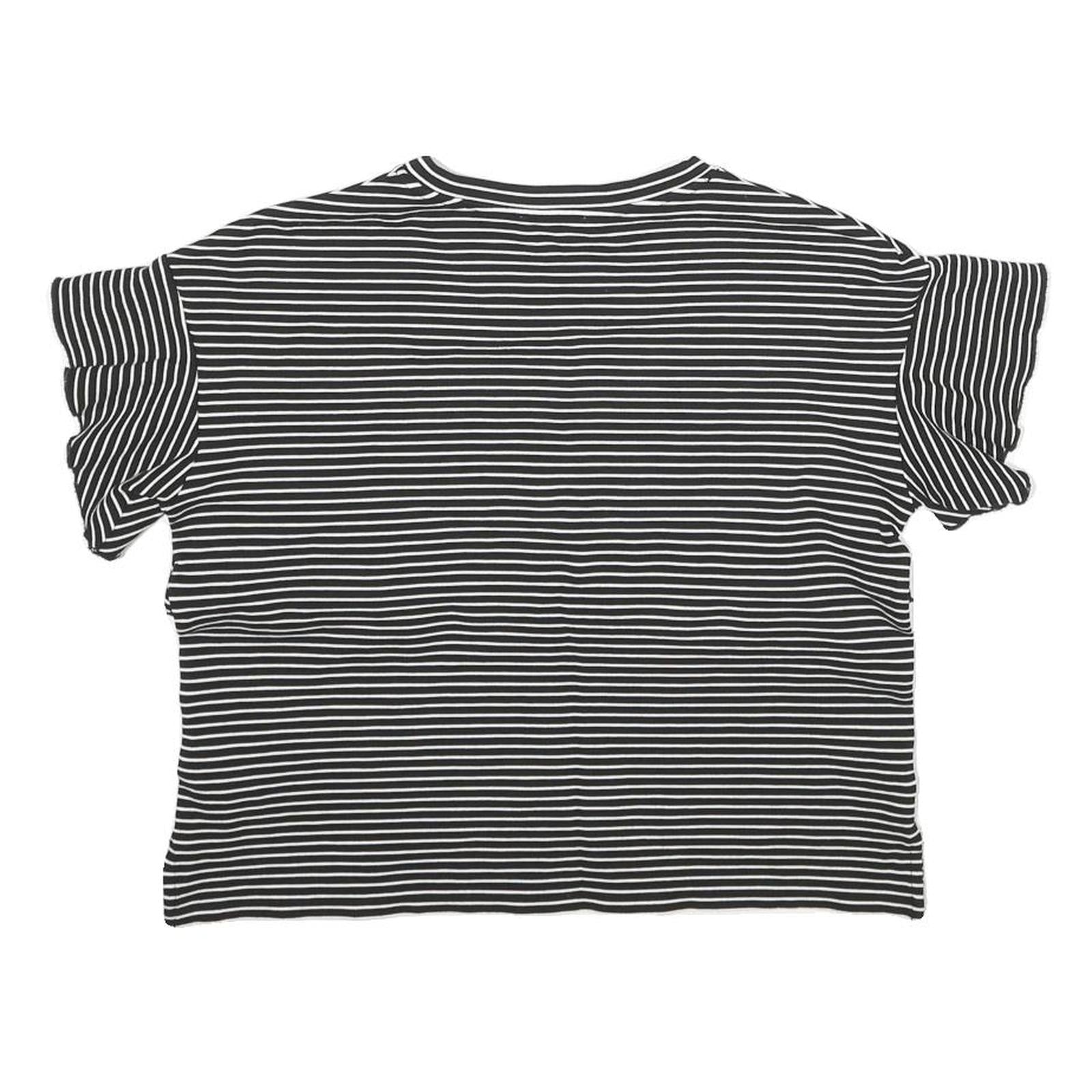 WHISTLES Womens Black & White Striped Basic Top Short Sleeve Round Neck UK 12