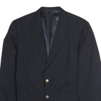 BURBERRY Mens Black Classic Jacket XL Cotton Plain Button Blazer Tailored