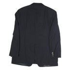 BURBERRY Mens Black Classic Jacket XL Cotton Plain Button Blazer Tailored