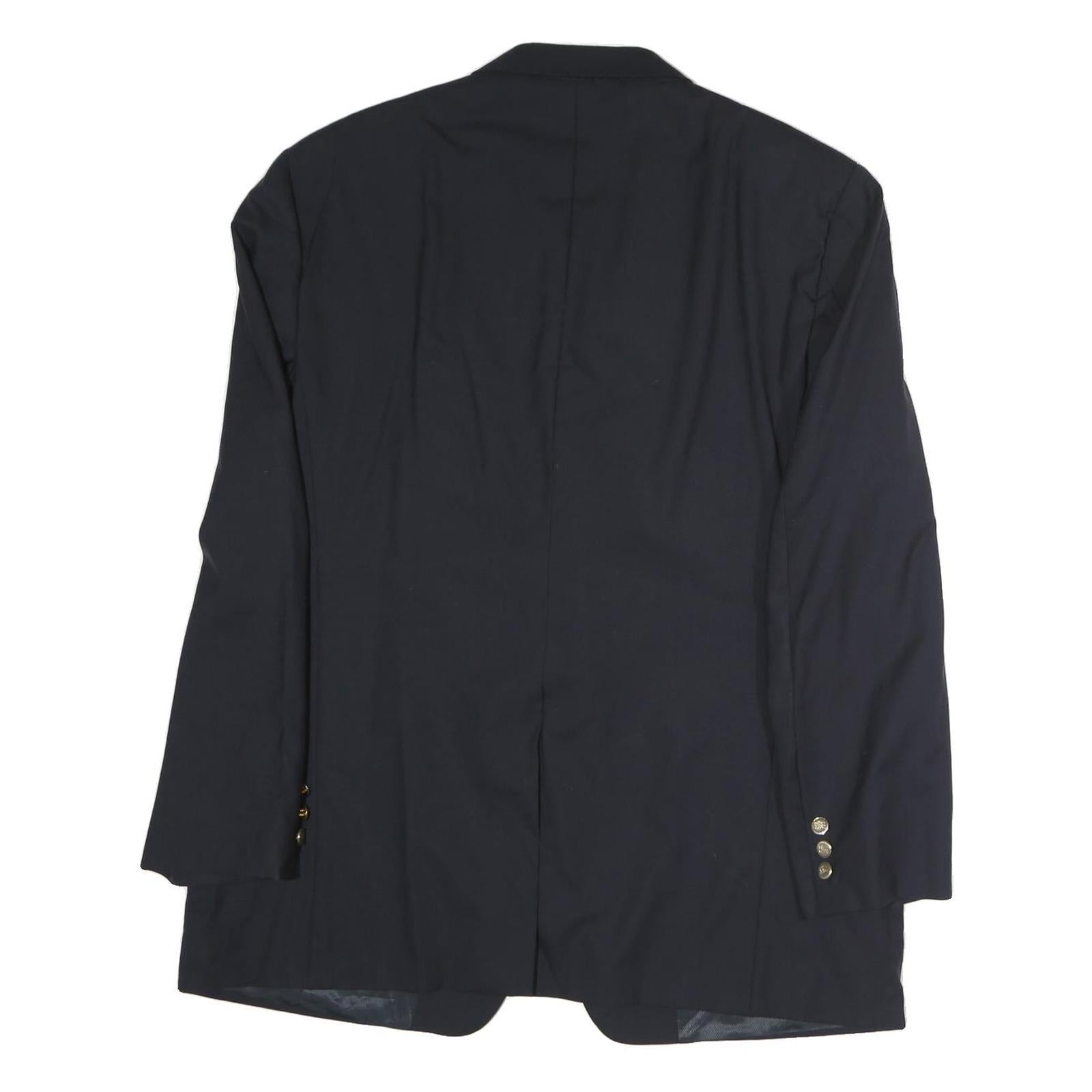 BURBERRY Mens Black Classic Jacket XL Cotton Plain Button Blazer Tailored