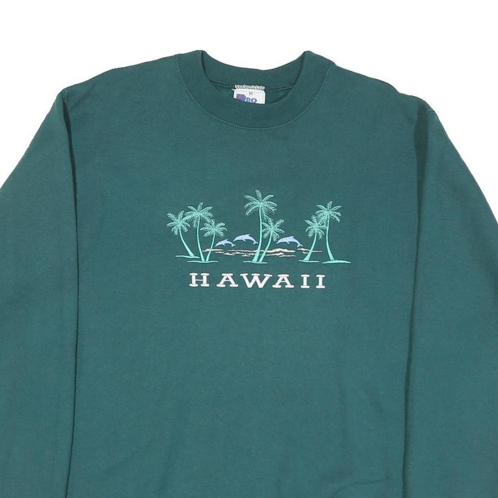 PRO LAYER Womens Green Hawaii Crew Neck M Cotton Blend Sweatshirt Casual
