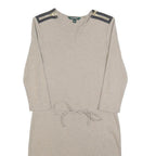 LAUREN RALPH LAUREN Womens Beige Bodycon Jersey Plain Long Sleeve Knee Length