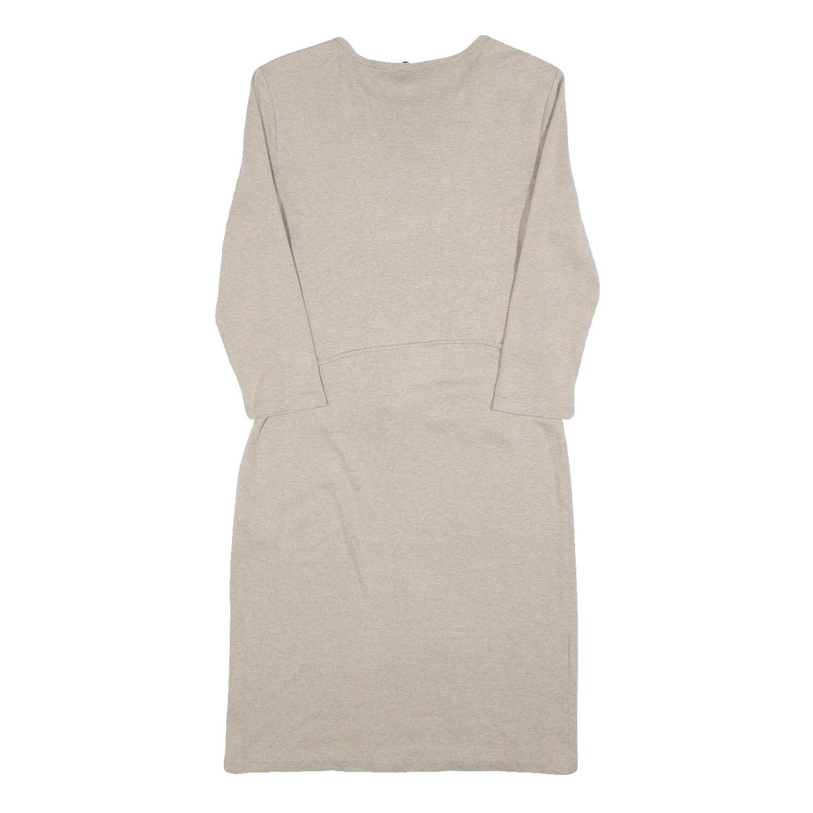 LAUREN RALPH LAUREN Womens Beige Bodycon Jersey Plain Long Sleeve Knee Length