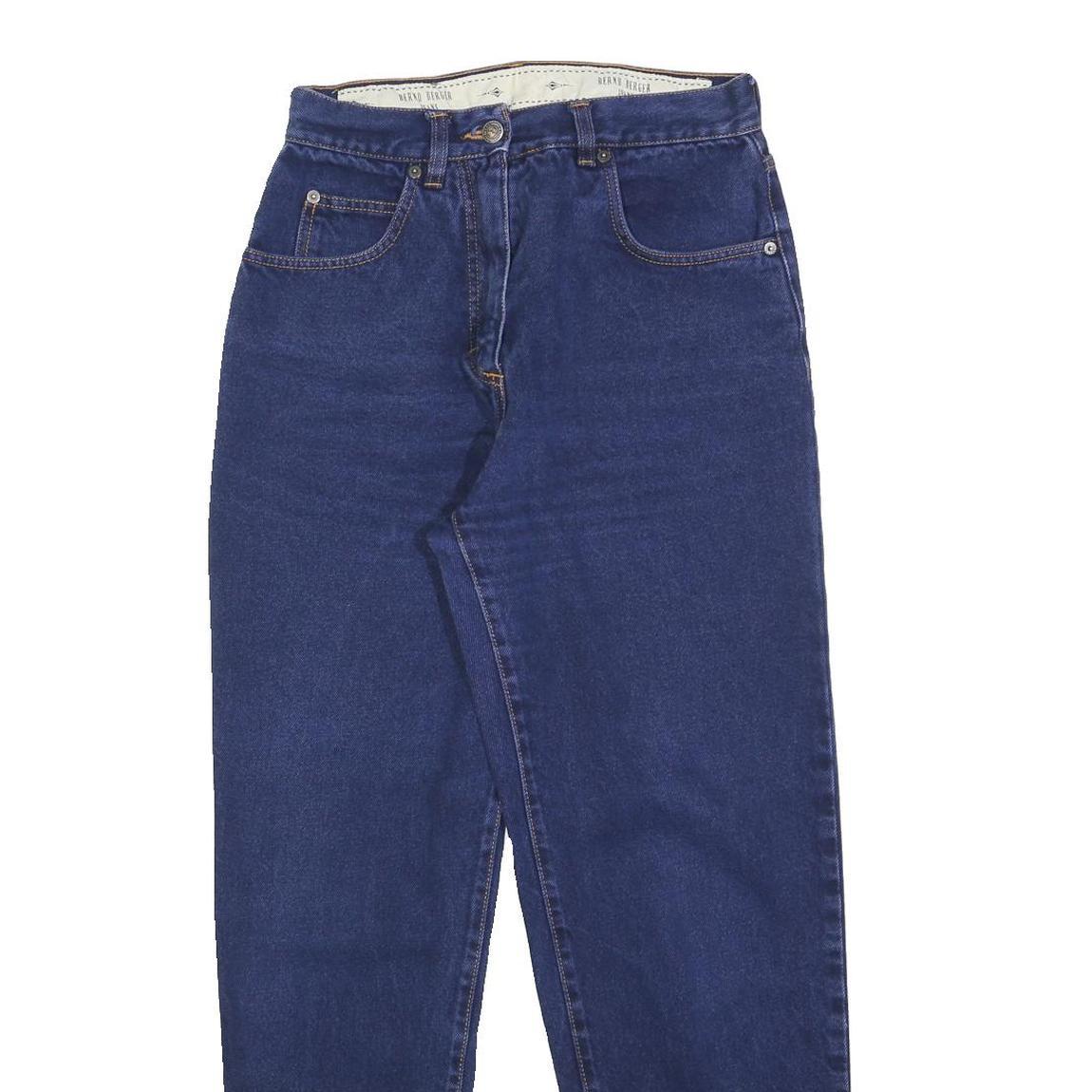 BERNT BERGER Womens Blue Regular Fit Straight Denim Raw W28 L30 Classic Jeans