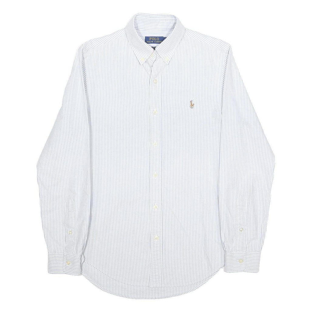 POLO RALPH LAUREN Mens Blue & White Striped Shirt S Cotton Button-Down Long