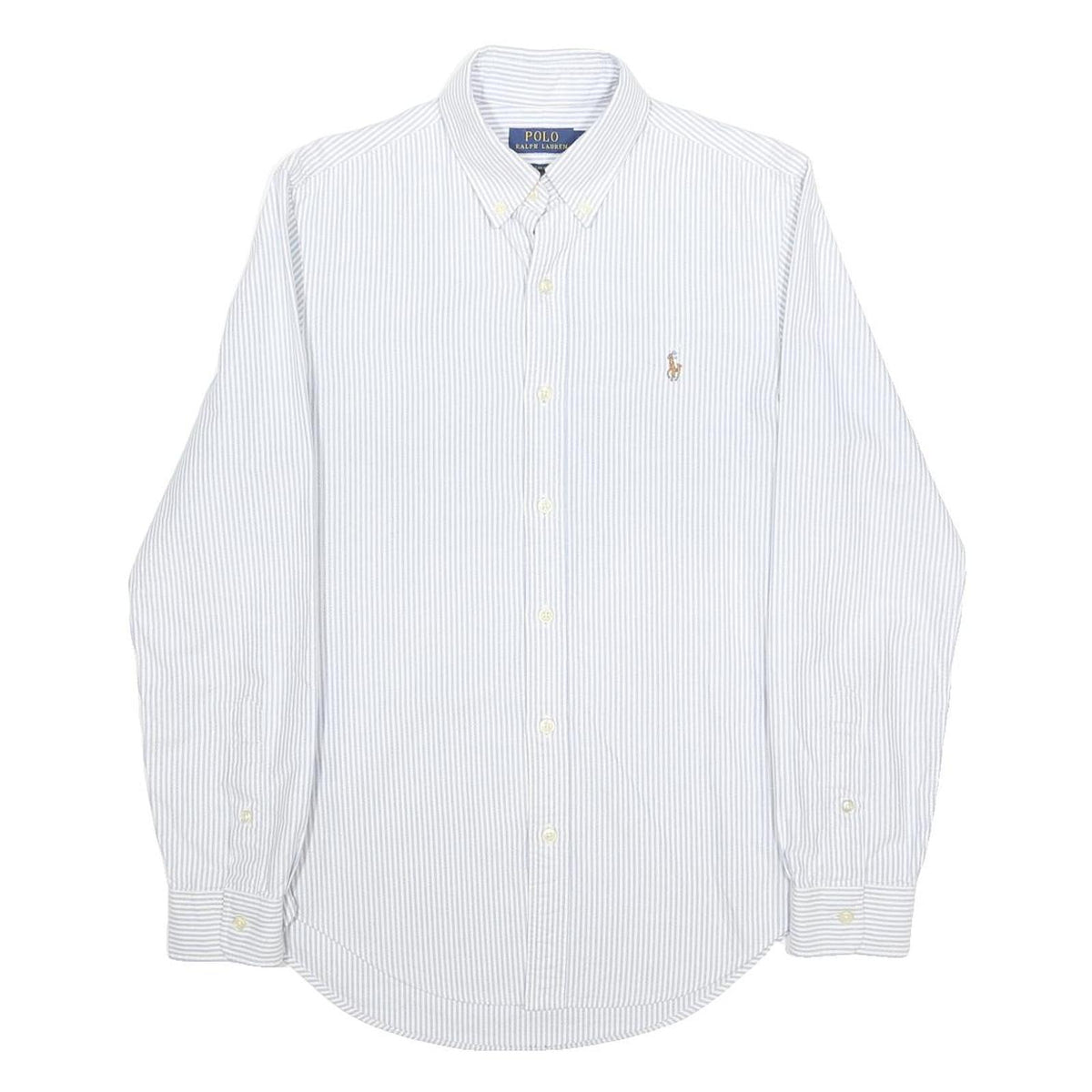 POLO RALPH LAUREN Mens Blue & White Striped Shirt S Cotton Button-Down Long