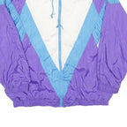 CASUAL ISLE Womens Purple & Blue White Nylon Zip Jacket L Retro Track Shell