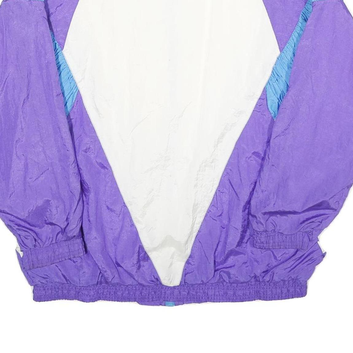 CASUAL ISLE Womens Purple & Blue White Nylon Zip Jacket L Retro Track Shell