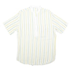 ROBERTO PIERI Mens White Yellow Green Stripe Cotton Shirt M Summer Casual
