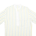 ROBERTO PIERI Mens White Yellow Green Stripe Cotton Shirt M Summer Casual