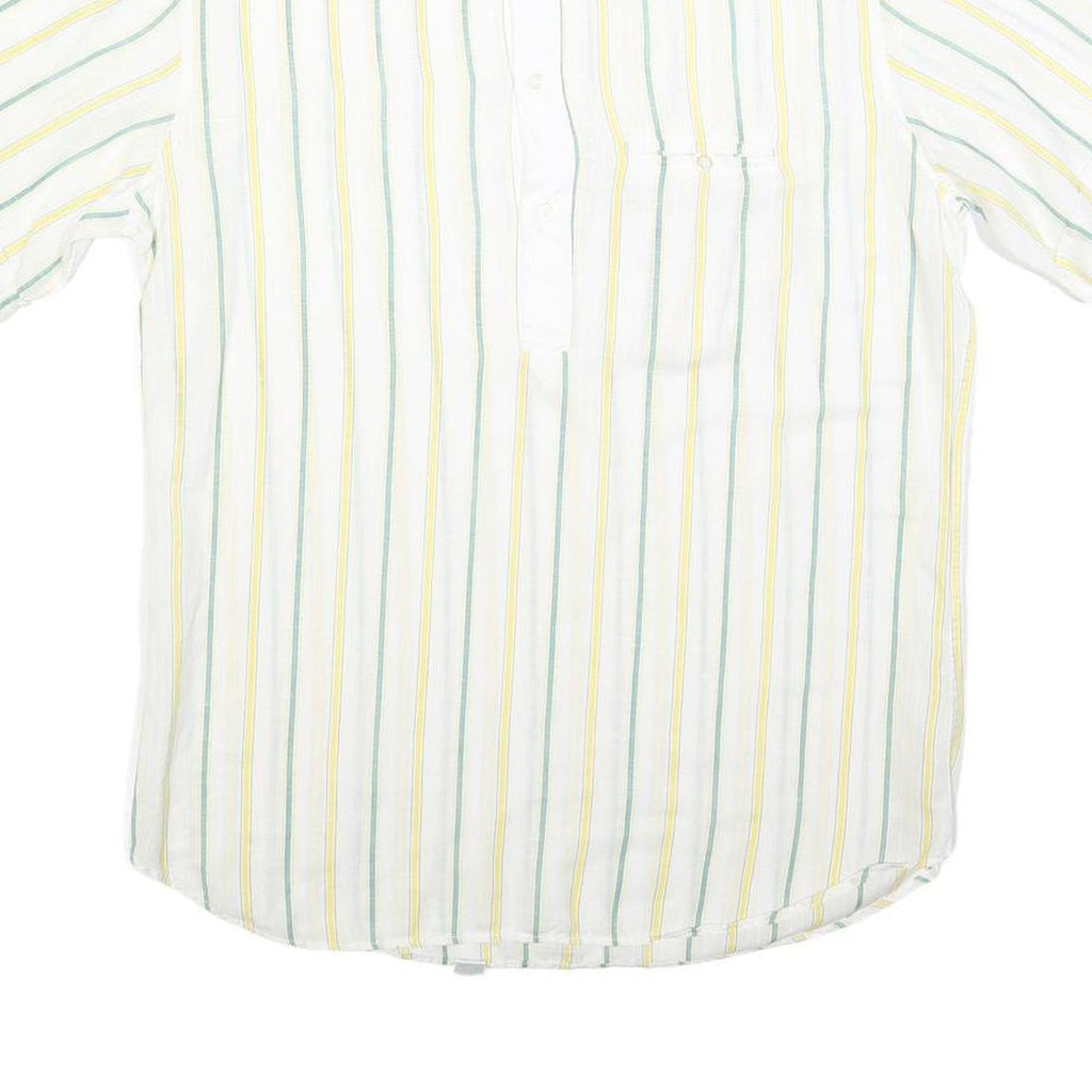 ROBERTO PIERI Mens White Yellow Green Stripe Cotton Shirt M Summer Casual