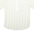 ROBERTO PIERI Mens White Yellow Green Stripe Cotton Shirt M Summer Casual