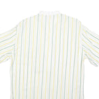 ROBERTO PIERI Mens White Yellow Green Stripe Cotton Shirt M Summer Casual