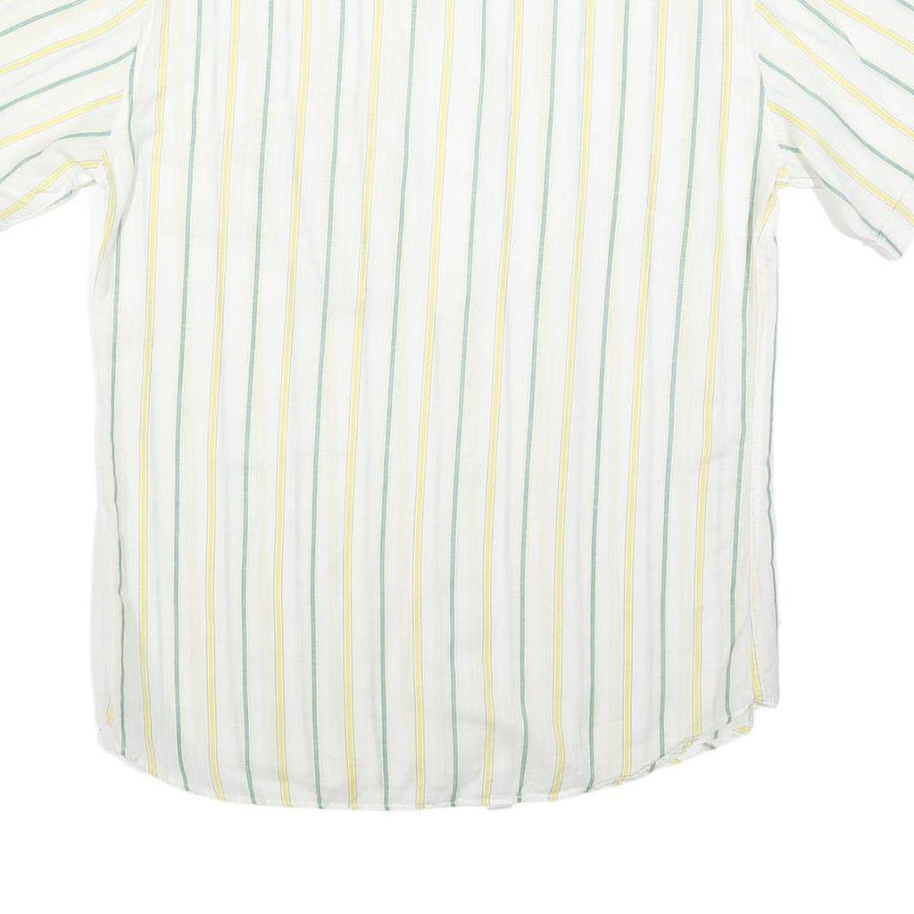 ROBERTO PIERI Mens White Yellow Green Stripe Cotton Shirt M Summer Casual