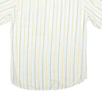 ROBERTO PIERI Mens White Yellow Green Stripe Cotton Shirt M Summer Casual