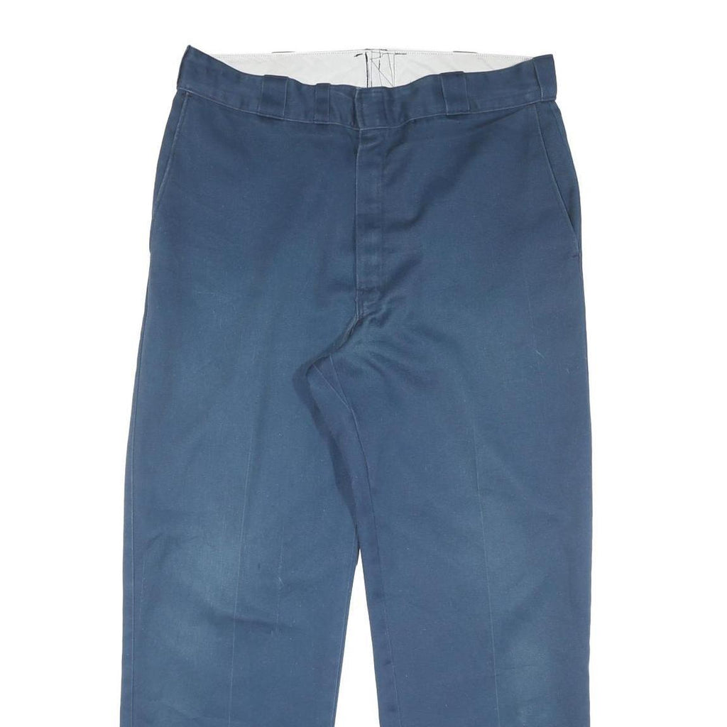 DICKIES Mens Cotton Blend Blue Regular Fit Straight Leg Trousers W34 L28