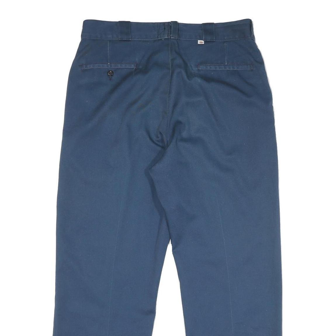 DICKIES Mens Cotton Blend Blue Regular Fit Straight Leg Trousers W34 L28