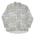 JUPITER Mens Grey Green & Blue Patterned Cotton Blend Shirt XL Casual Long