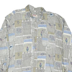 JUPITER Mens Grey Green & Blue Patterned Cotton Blend Shirt XL Casual Long