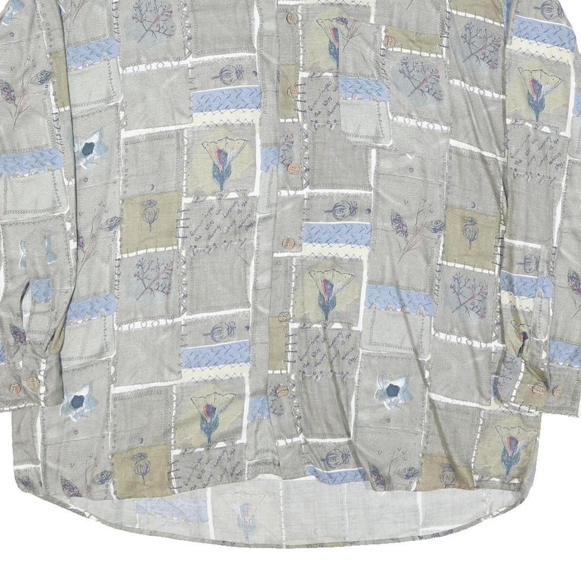 JUPITER Mens Grey Green & Blue Patterned Cotton Blend Shirt XL Casual Long