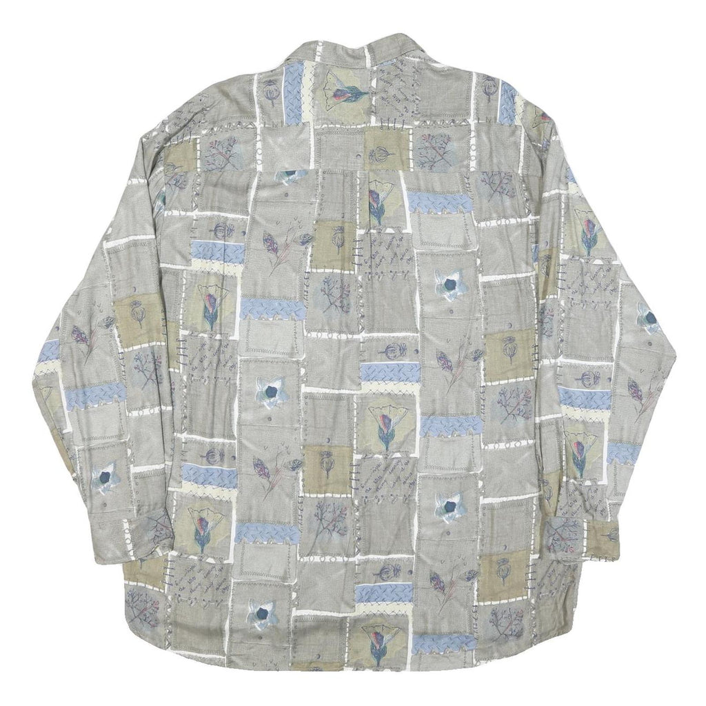 JUPITER Mens Grey Green & Blue Patterned Cotton Blend Shirt XL Casual Long