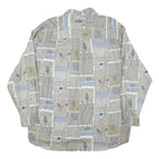 JUPITER Mens Grey Green & Blue Patterned Cotton Blend Shirt XL Casual Long