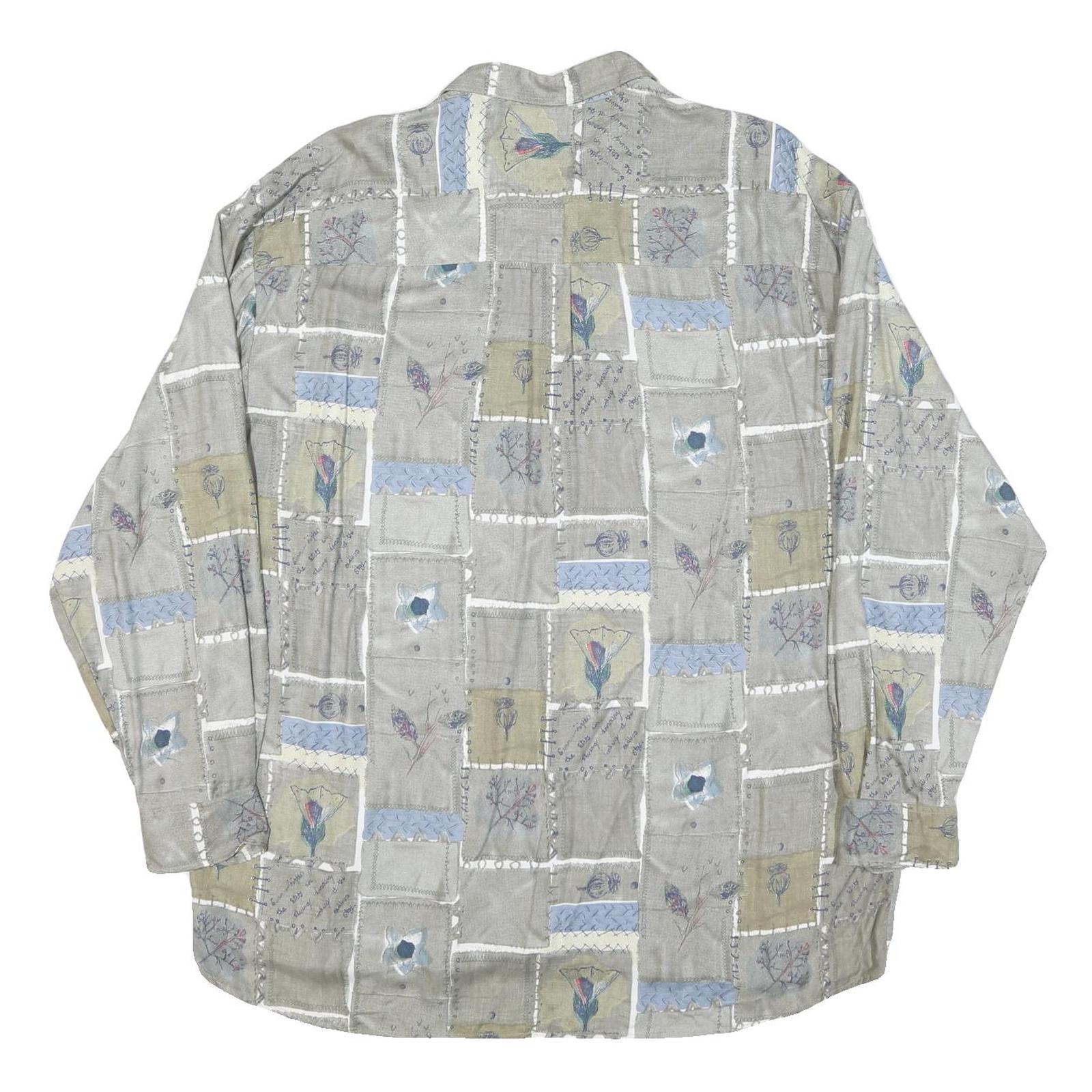 JUPITER Mens Grey Green & Blue Patterned Cotton Blend Shirt XL Casual Long