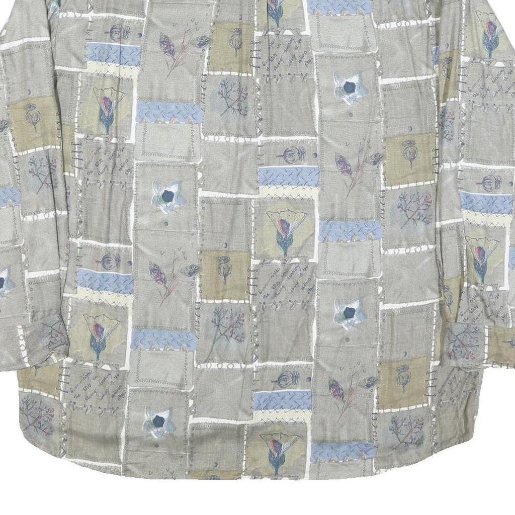 JUPITER Mens Grey Green & Blue Patterned Cotton Blend Shirt XL Casual Long