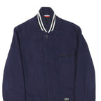LACOSTE Mens Navy Blue Button Cotton Blend Jacket XS Jersey Cuffs Classic Fit