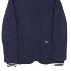 LACOSTE Mens Navy Blue Button Cotton Blend Jacket XS Jersey Cuffs Classic Fit