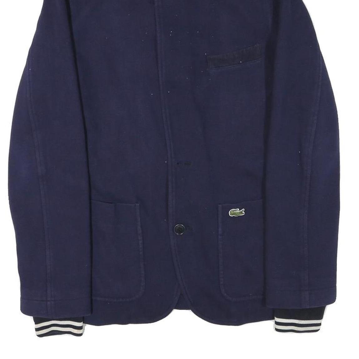 LACOSTE Mens Navy Blue Button Cotton Blend Jacket XS Jersey Cuffs Classic Fit