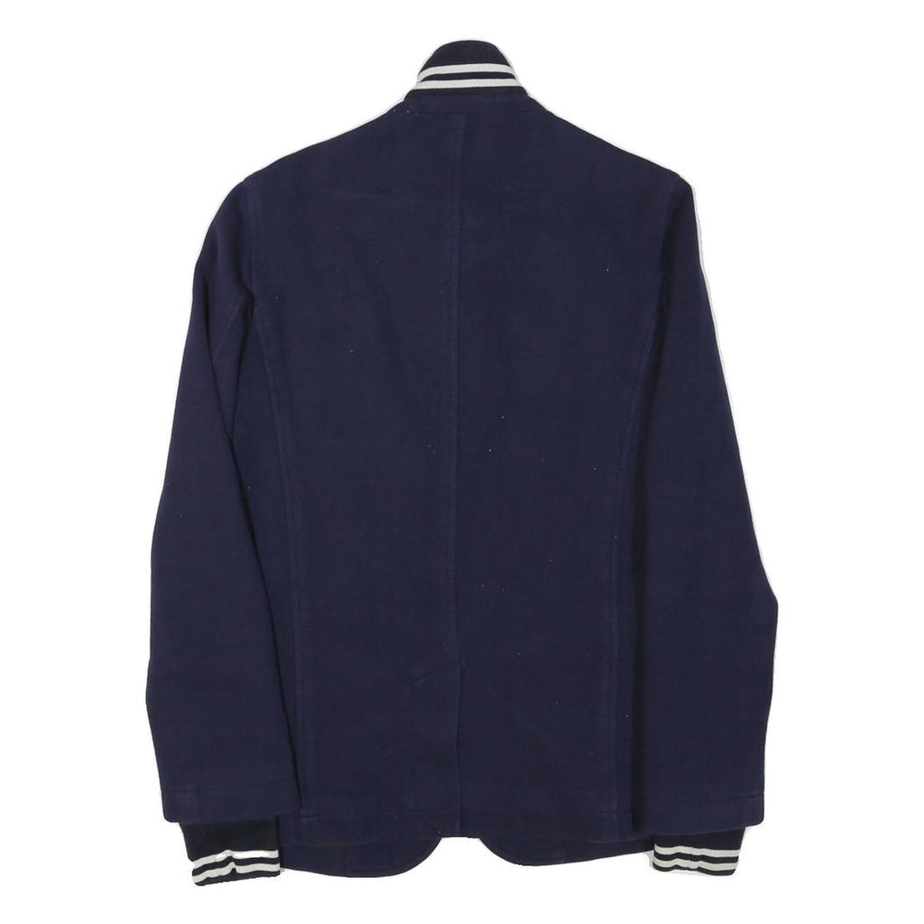LACOSTE Mens Navy Blue Button Cotton Blend Jacket XS Jersey Cuffs Classic Fit