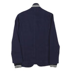 LACOSTE Mens Navy Blue Button Cotton Blend Jacket XS Jersey Cuffs Classic Fit