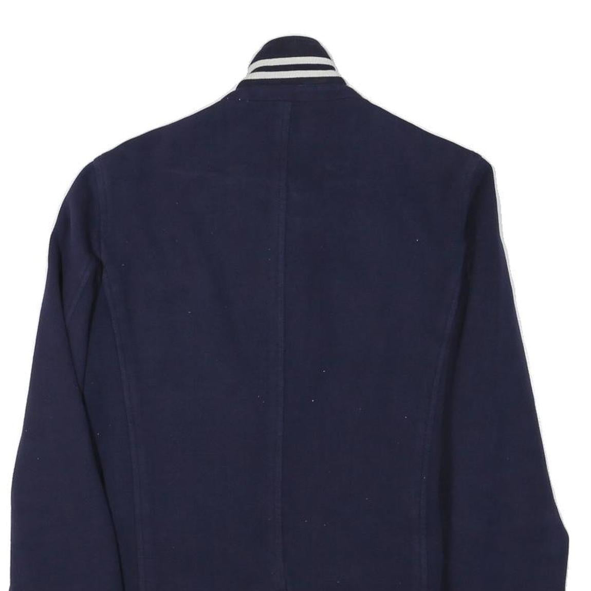 LACOSTE Mens Navy Blue Button Cotton Blend Jacket XS Jersey Cuffs Classic Fit