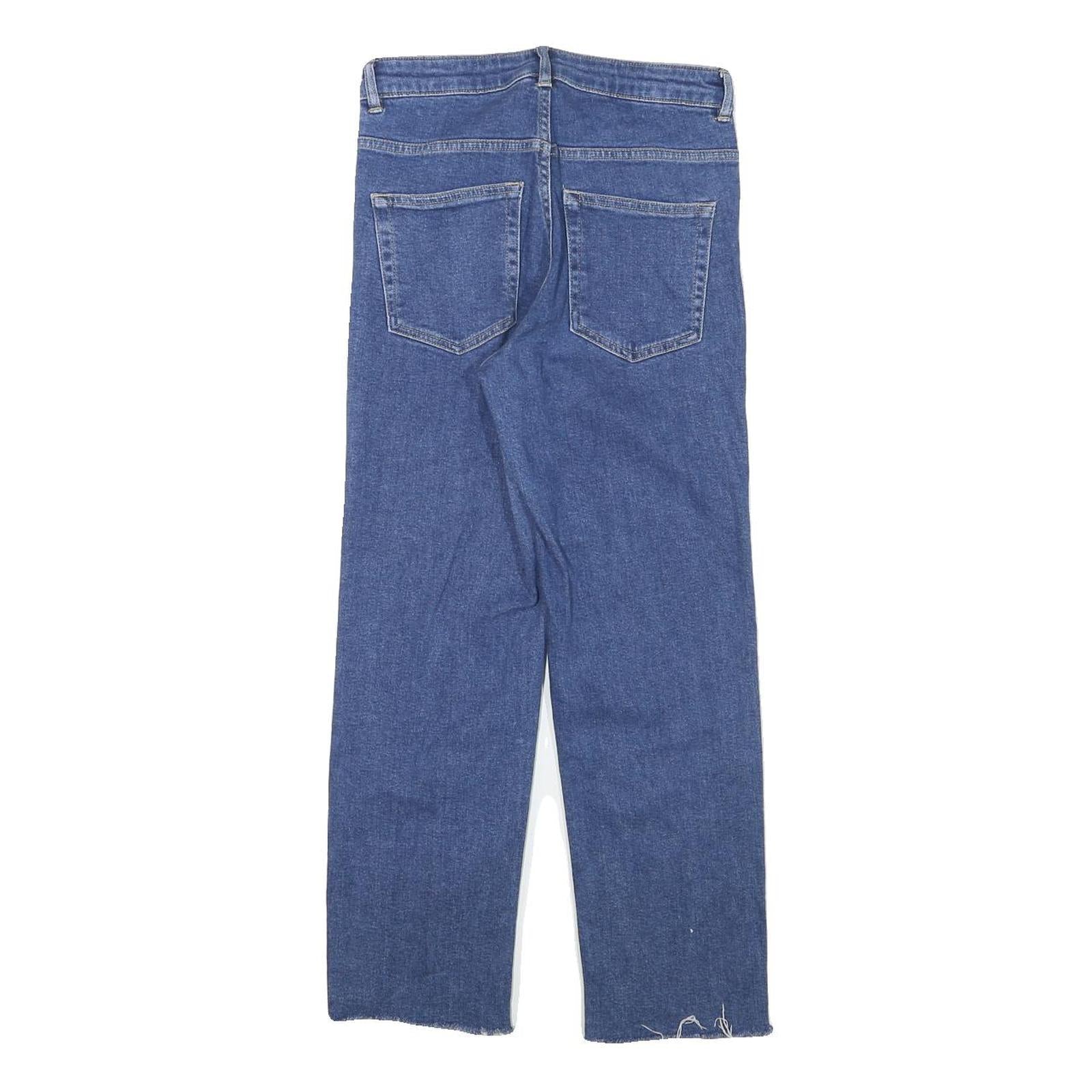 H&M Womens Blue Regular Straight Denim Light W27 L25 Zip Cotton Blend Jeans