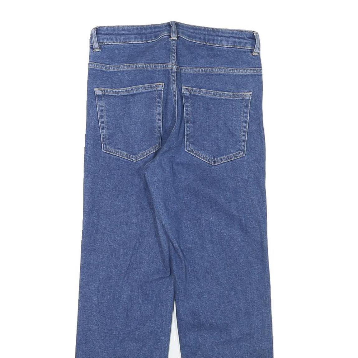 H&M Womens Blue Regular Straight Denim Light W27 L25 Zip Cotton Blend Jeans