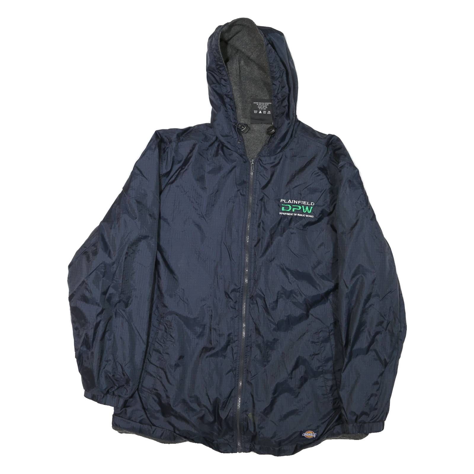 DICKIES Mens Navy Department Of Public Works Hooded Zip Jacket L Polyester Blend