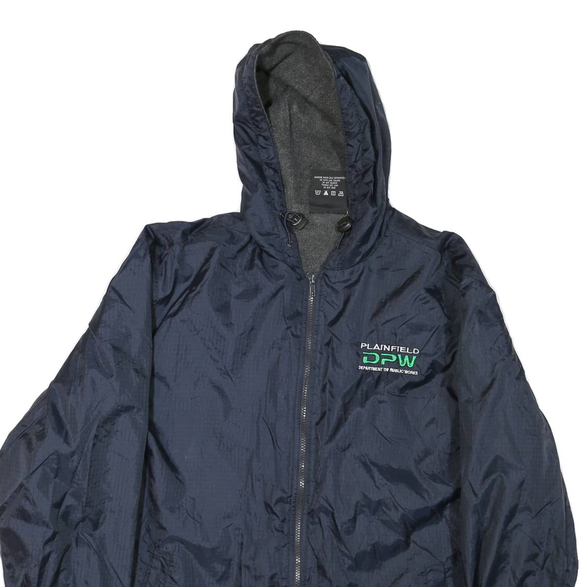 DICKIES Mens Navy Department Of Public Works Hooded Zip Jacket L Polyester Blend