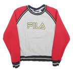 FILA Womens Grey & Red Logo Crew Neck Sweatshirt S Cotton Blend Casual Fit