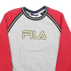 FILA Womens Grey & Red Logo Crew Neck Sweatshirt S Cotton Blend Casual Fit