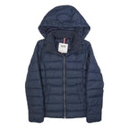 TOMMY HILFIGER Womens Navy Bomber Jacket XS Polyester Blend Plain Zip Hooded