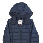 TOMMY HILFIGER Womens Navy Bomber Jacket XS Polyester Blend Plain Zip Hooded