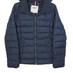 TOMMY HILFIGER Womens Navy Bomber Jacket XS Polyester Blend Plain Zip Hooded
