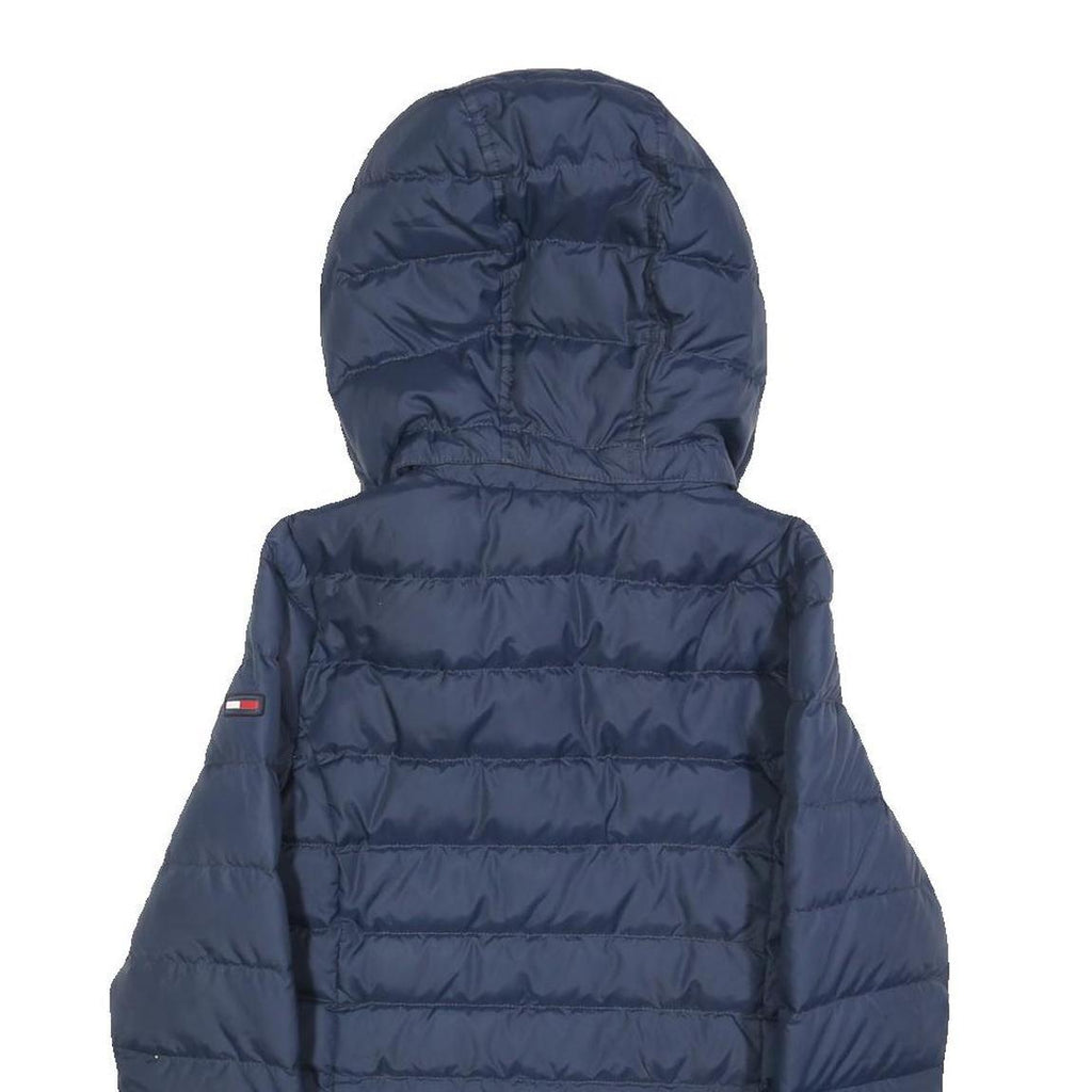 TOMMY HILFIGER Womens Navy Bomber Jacket XS Polyester Blend Plain Zip Hooded