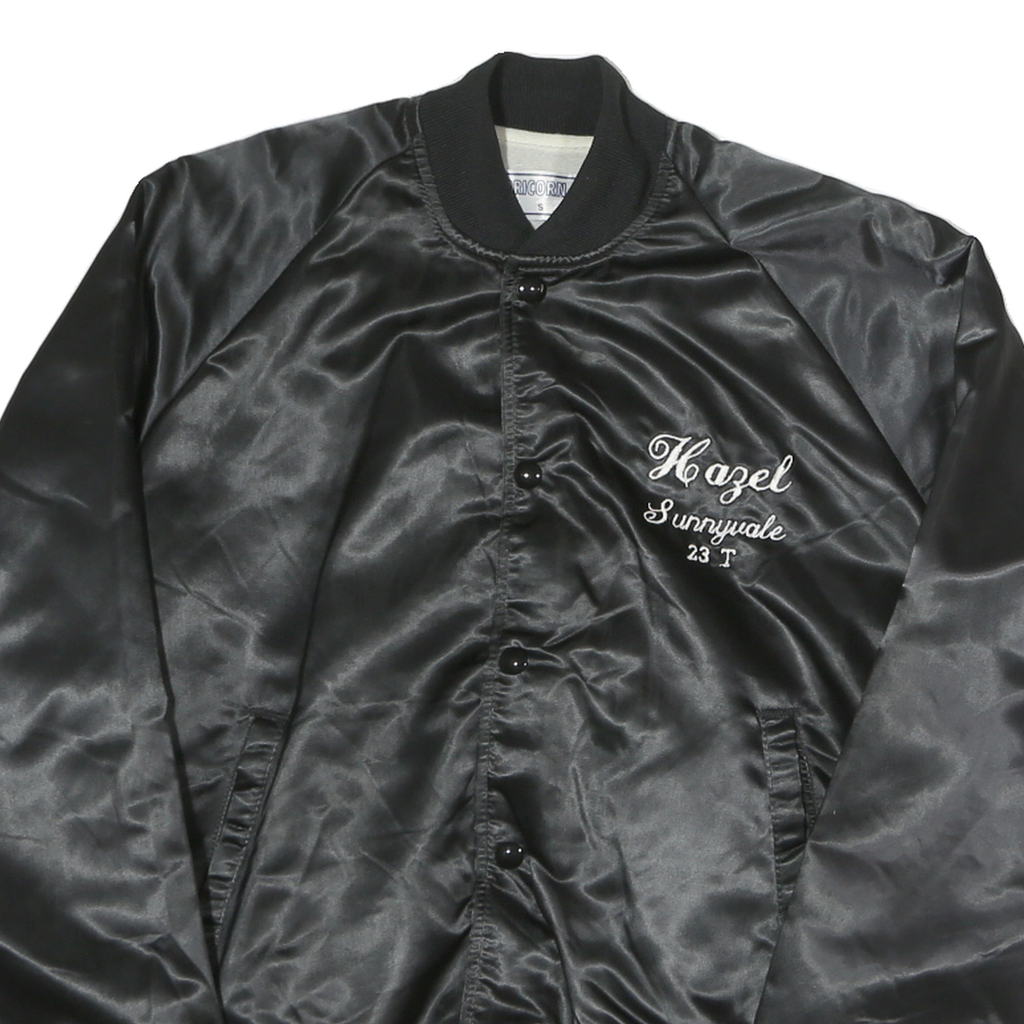 CAPRICORN Mens Black Button Nylon Bomber Jacket S Hazel Sunnyvale Graffiti